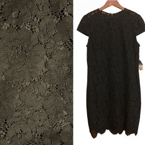 NWT Ralph Lauren Black Lace Midi Cocktail Dress - Size 12